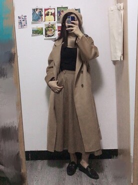 「通勤穿搭」｜「アイテム（ダッフルコート）」を使った、marinazzmyさん（レディース・164cm）の秋コーディネート
