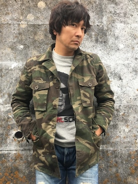 「glamb（グラム）のアイテム（ミリタリージャケット）」を使った、じょうsanさん（メンズ・175cm）の秋コーディネート
