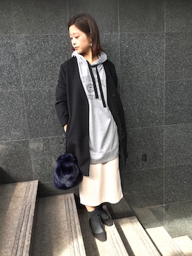 「YECCA VECCA（イェッカヴェッカ）のアイテム（ピーコート）」を使った、YECCAVECCAさん（レディース・161cm）の秋コーディネート