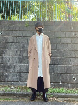 「sulvam」｜「アイテム（チェスターコート）」を使った、もみじさん（メンズ・173cm）の春コーディネート