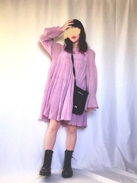 「アイテム（ワンピース、ピンク系）」を使った、紗な さん（レディース・148cm）の春コーディネート