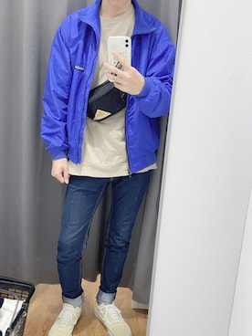 「GU（ジーユー）の（GU）スキニーフィットジーンズ（MEN ⁄ ジーンズ）」を使った、りゃふちゃんさん（メンズ・172cm）の冬コーディネート