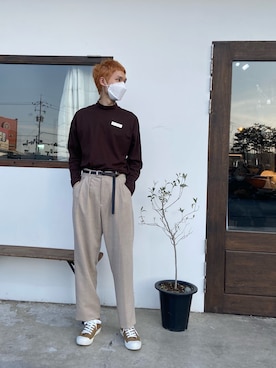 「MUJI」｜「アイテム（スラックス）」を使った、taeha34さん（メンズ・173cm）の春コーディネート