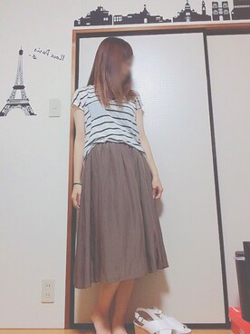 「Hartford（ハートフォード）のアイテム（Tシャツ/カットソー、ホワイト系）」を使った、Aya Imaiさん（レディース・159cm）の夏コーディネート