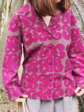 「marimekko（マリメッコ）のアイテム（ジャケット/アウター）」を使った、マリメッコ古着市さん（レディース・150cm）の春コーディネート
