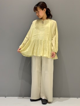 「CRAFT STANDARD BOUTIQUE（クラフトスタンダードブティック）のオーバーヒールスクエアミュール　＊◇（パンプス）」を使った、イマイさん（レディース・156cm）の春コーディネート