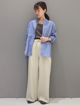 「CRAFT STANDARD BOUTIQUE（クラフトスタンダードブティック）のオーバーヒールスクエアミュール　＊◇（パンプス）」を使った、イマイさん（レディース・156cm）の春コーディネート