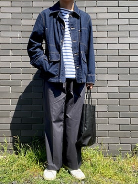「バスクシャツ」｜「アイテム（ブルゾン）」を使った、くろさん（メンズ・172cm）の春コーディネート