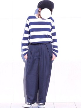 「おおぶりピアス」｜「アイテム（ハンチング/ベレー帽）」を使った、myuuu さん（レディース・149cm）の冬コーディネート