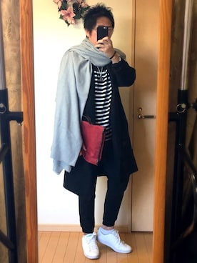 「Herve Chapelier（エルベシャプリエ）のアイテム（ハンドバッグ）」を使った、Masato Kurosakiさん（メンズ・174cm）の冬コーディネート