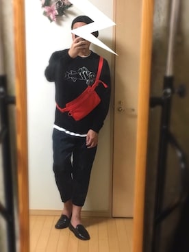 「ユニクロU」｜「アイテム（スリッポン）」を使った、Masato Kurosakiさん（メンズ・174cm）の秋コーディネート