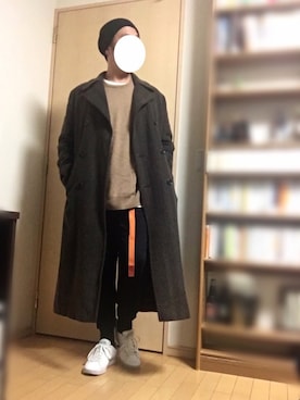 「茶色」｜「アイテム（トレンチコート）」を使った、Masato Kurosakiさん（メンズ・174cm）の冬コーディネート
