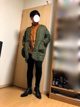 「キルティングバッグ」｜「アイテム（その他アウター）」を使った、Masato Kurosakiさん（メンズ・174cm）の冬コーディネート