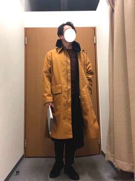 「ジャージーパンツ」｜「アイテム（ステンカラーコート）」を使った、Masato Kurosakiさん（メンズ・174cm）の春コーディネート