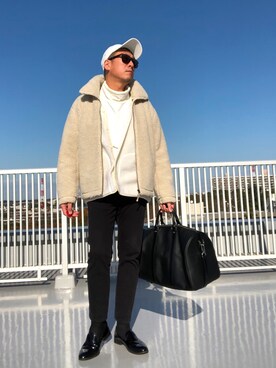 「ボアフリース」｜「アイテム（スリッポン）」を使った、Masato Kurosakiさん（メンズ・174cm）の冬コーディネート
