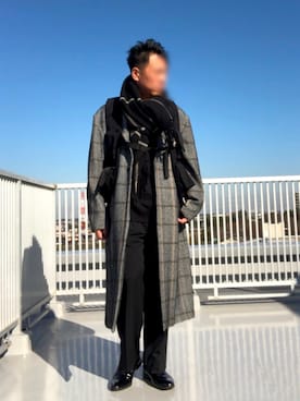 「MB（エムビー）のアイテム（チェスターコート）」を使った、Masato Kurosakiさん（メンズ・174cm）の冬コーディネート