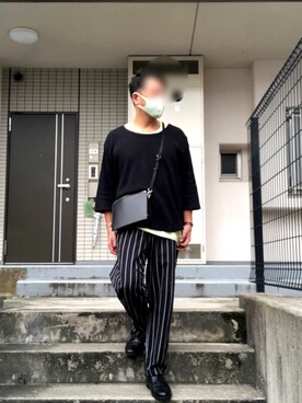 「ネオンイエロー」｜「アイテム（スラックス）」を使った、Masato Kurosakiさん（メンズ・174cm）の秋コーディネート