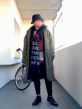 「中綿」｜「アイテム（ステンカラーコート）」を使った、Masato Kurosakiさん（メンズ・174cm）の冬コーディネート