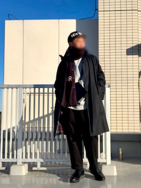 「バーバリー」｜「アイテム（ステンカラーコート）」を使った、Masato Kurosakiさん（メンズ・174cm）の冬コーディネート