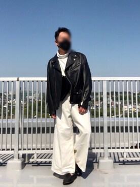 「ライダースコーデ」｜「アイテム（スリッポン）」を使った、Masato Kurosakiさん（メンズ・174cm）の春コーディネート