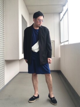 「パジャマ」｜「アイテム（ジャケット/アウター）」を使った、Masato Kurosakiさん（メンズ・174cm）の夏コーディネート