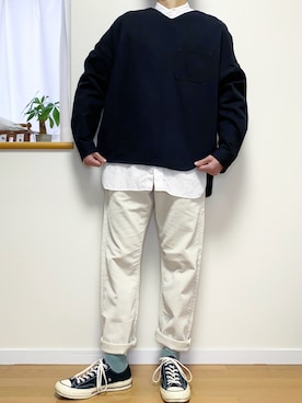 「tree cafe（ツリーカフェ）のアイテム（トップス）」を使った、TAKUさん（メンズ・175cm）の冬コーディネート