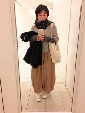 「Vlas Blomme（ヴラスブラム）のアイテム」を使った、かおりさん（レディース・157cm）の冬コーディネート