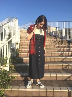 「rps（アールピーエス）のアイテム（ジャンパースカート）」を使った、rps_maniaさん（レディース・161cm）の秋コーディネート