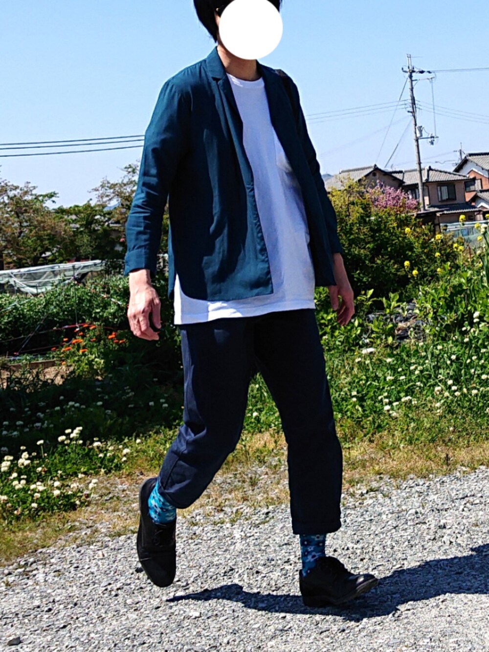 「オープンカラーシャツ、白Tシャツ、はるコーデ、プチプラ、UNIQLO、シャツスタイル」｜「UNIQLOのマーベル X ジェイソン・ポラン UＴ（グラフィックTシャツ・半袖）（Tシャツ/カットソー、ホワイト系）」を使った、Ｄさん（メンズ・178cm）の春コーディネートの1枚目の写真
