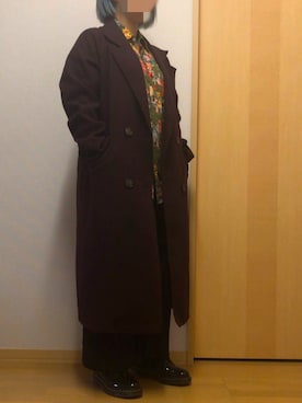 「JUNOAH（ジュノア）のアイテム（チェスターコート）」を使った、Tetoさん（レディース・153cm）の冬コーディネート