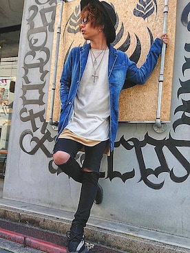 「チェスター」｜「アイテム（アクセサリー）」を使った、JUNさん（メンズ・172cm）の冬コーディネート