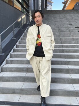 「tk.TAKEO KIKUCHI」｜「アイテム（ライダースジャケット）」を使った、TERAさん（メンズ・170cm）の冬コーディネート