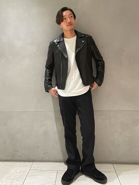「tk.TAKEO KIKUCHI」｜「アイテム（ライダースジャケット）」を使った、TERAさん（メンズ・170cm）の冬コーディネート