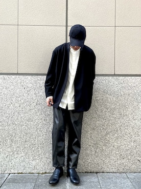 「tk.TAKEO KIKUCHI（ティーケータケオキクチ）のアイテム（ノーカラージャケット）」を使った、TERAさん（メンズ・170cm）の冬コーディネート