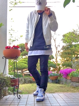 「Jordan」｜「アイテム（ブルゾン）」を使った、こーきさん（メンズ・176cm）の春コーディネート