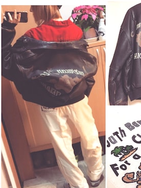 「アイテム（スタジャン、ブラウン系）」を使った、AyAさん（レディース・160cm）の夏コーディネート