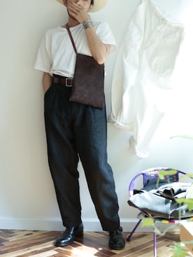 「45R（フォーティファイブアール）のアイテム（Tシャツ/カットソー）」を使った、takayoshiさん（メンズ・165cm）の秋コーディネート