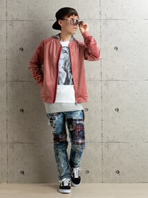 ナノユニバース　グログラン切替ZIPカーディガン　ブルゾン WEB限定⁄Vネックジップアップポンチブルゾン／ナノ