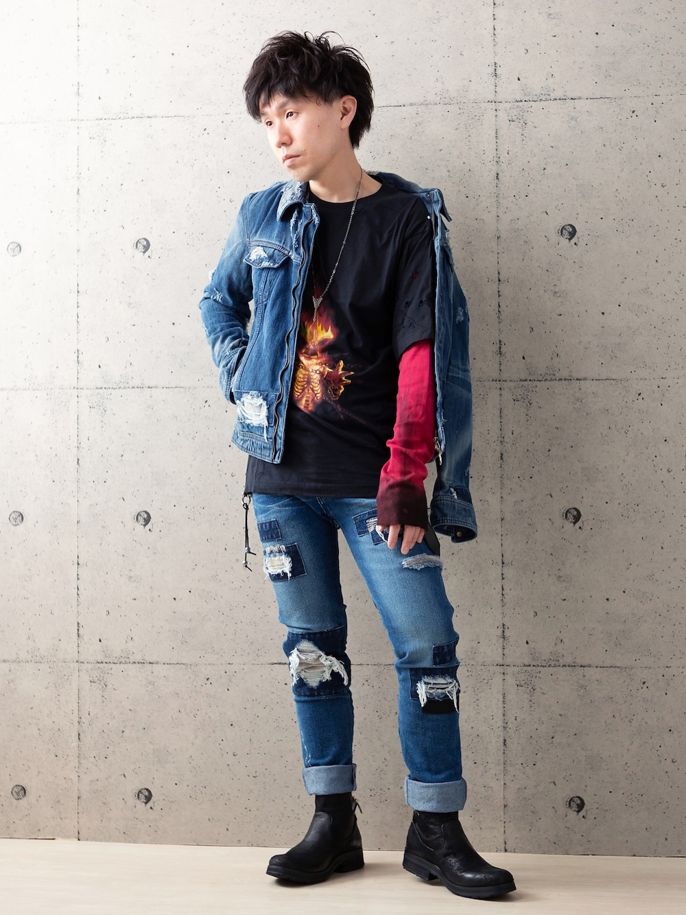 14th Addictionのデニムジャケットを使った人気ファッション