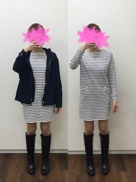 「長靴」｜「アイテム（マウンテンパーカー）」を使った、koyukiさん（レディース・155cm）の夏コーディネート