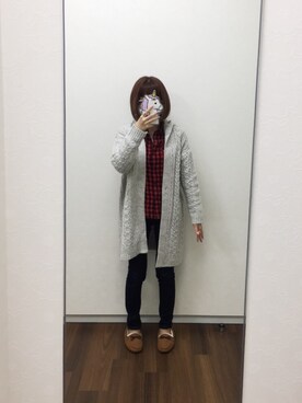 「フランネルシャツ」｜「アイテム（モカシン/デッキシューズ）」を使った、koyukiさん（レディース・155cm）の秋コーディネート