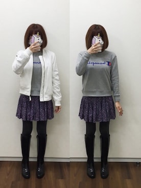 「スエット」｜「アイテム（レインシューズ）」を使った、koyukiさん（レディース・155cm）の秋コーディネート