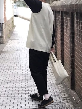 「INHERIT（インヘリット）のアイテム（スラックス）」を使った、ナオ👔さん（メンズ・173cm）の春コーディネート