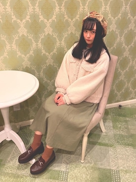 「TITTY&CO.（ティティーアンドコー）のアイテム（ブルゾン）」を使った、みわこ︎︎︎︎︎🐻💜さん（レディース・158cm）の冬コーディネート