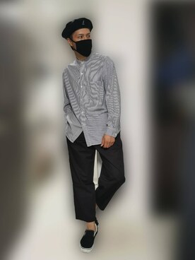「ヒッコリー」｜「アイテム（ハンチング/ベレー帽）」を使った、KOMYさん（メンズ・179cm）の春コーディネート