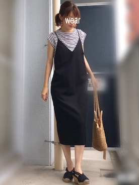 「ピアス」｜「アイテム（スリッポン）」を使った、くろろーさん（レディース・160cm）の夏コーディネート