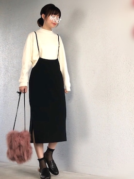「ハイウエストスカート」｜「アイテム（その他）」を使った、くろろーさん（レディース・160cm）の秋コーディネート