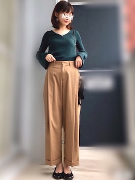 「おおぶりピアス」｜「アイテム（パンプス）」を使った、くろろーさん（レディース・160cm）の秋コーディネート