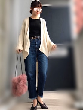 「ざっくりカーデ」｜くろろーさん（レディース・160cm）の秋コーディネート