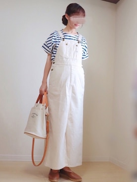 「ナチュラルスタイル」｜「アイテム（ジャンパースカート）」を使った、くろろーさん（レディース・160cm）の夏コーディネート